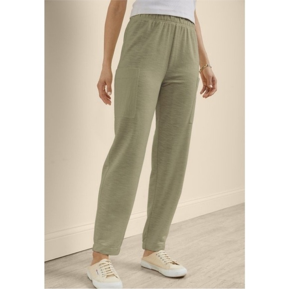 Soft Surroundings Lanai Lounge Pants Joggers Bay Leaf Green Patch Cargo Pockets - Picture 1 of 10